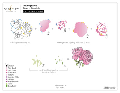 EXP Factors Stencil Ambridge Rose Simple Coloring Stencil Set (4 in 1)